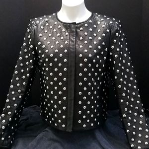 Diane von Furstenberg Black Leather Studded Jacket